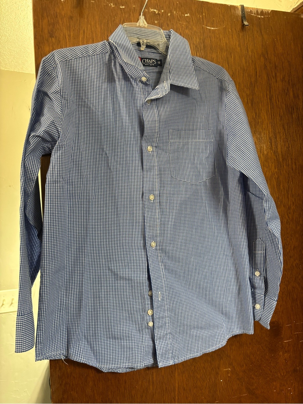Chaps Boy’s Blue Gingham Dress Shirt
